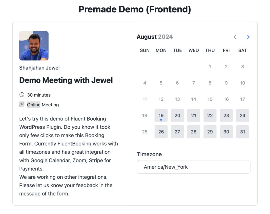 fluentbooking demo